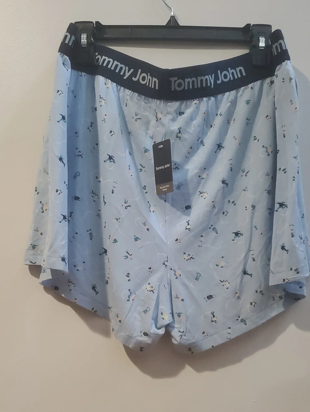 TOMMU JOHN SECOND SKIN BOXER BRIEF;SLEEP SHORTS IN LIGHT BLUE / SIZE:XL